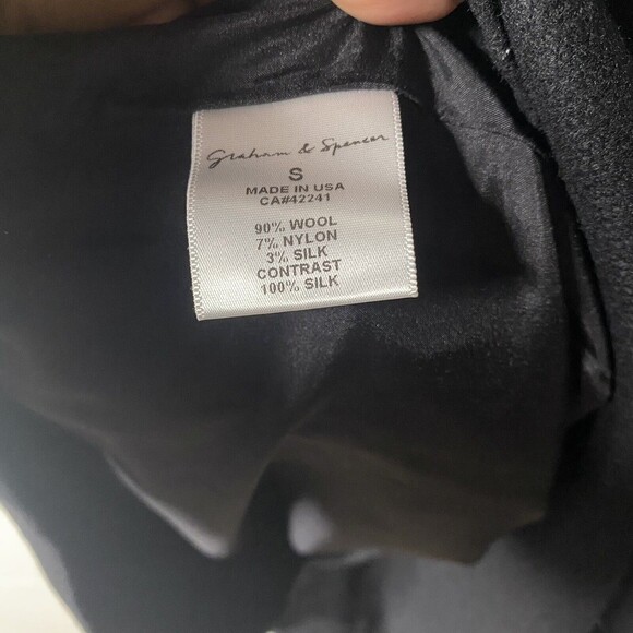 Graham & Spencer Wool Silk dress Black SZ Small Short Puff Sleeve Knee Length - Picture 6 of 12